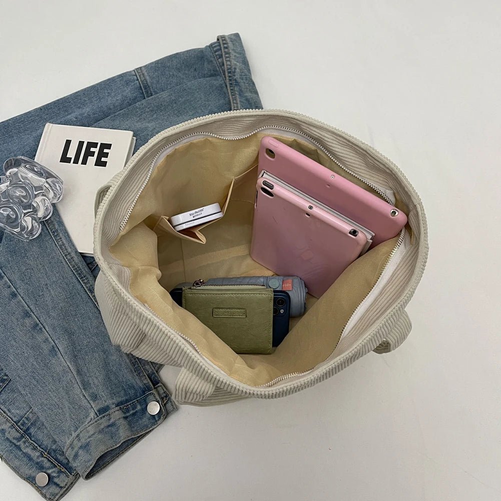 Stylish Corduroy Shoulder Bag or Women’s Everyday Fashion and Functionality