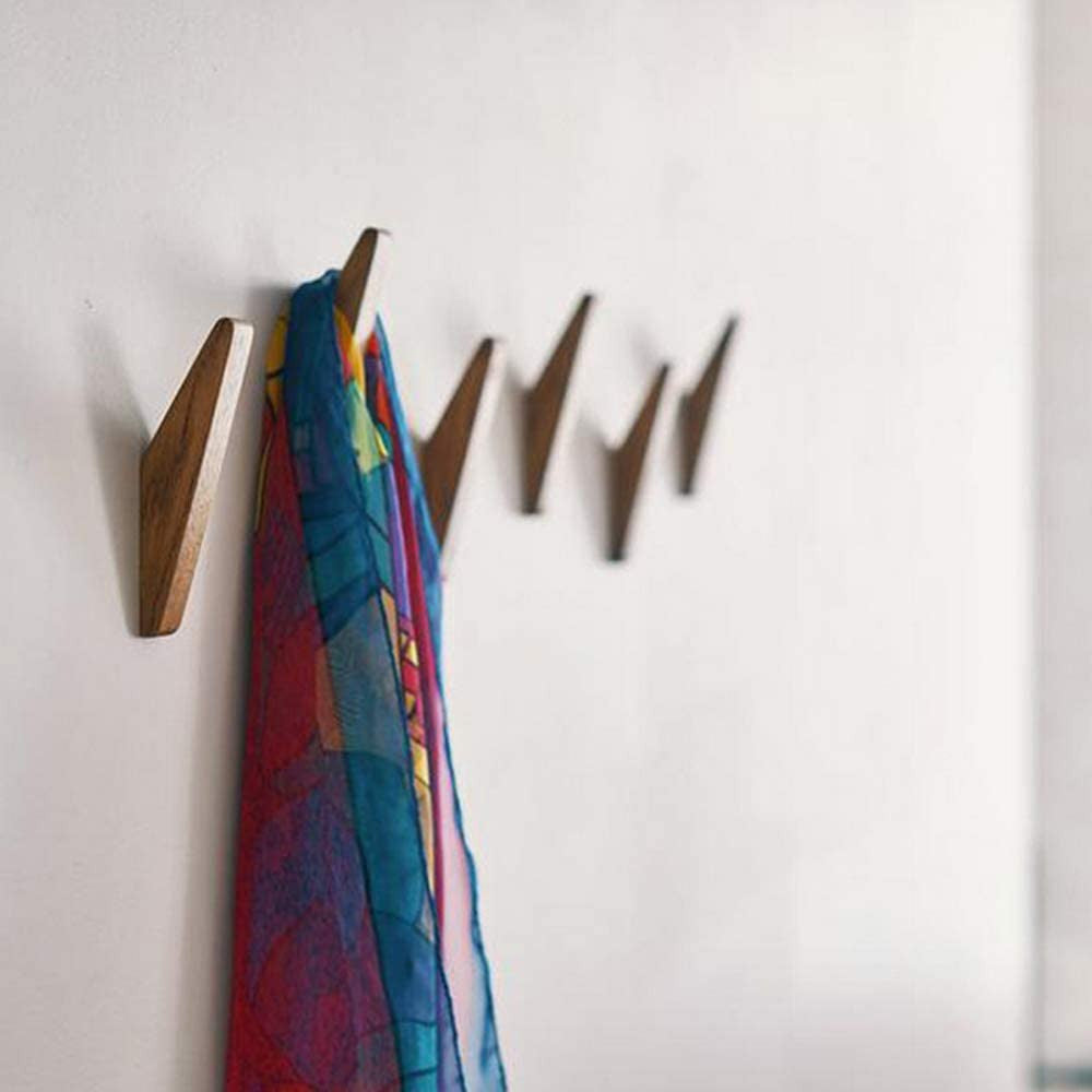ElmHooks | Set of 6 Minimalist Wooden Coat Hooks for Wall 1