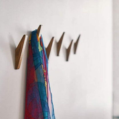 ElmHooks | Set of 6 Minimalist Wooden Coat Hooks for Wall 1