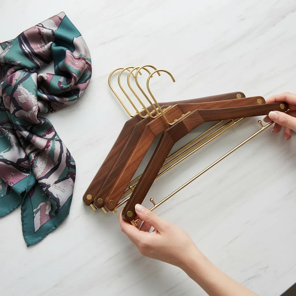 Wooden Clothes Hanger – Luxurious Black Walnut Design for Elegant Wardrobe Organization 2