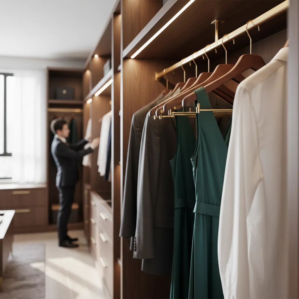 Wooden Clothes Hanger – Luxurious Black Walnut Design for Elegant Wardrobe Organization 4