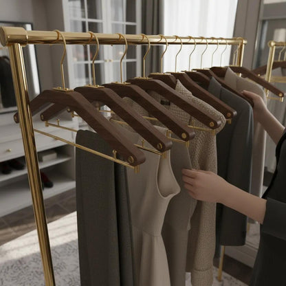 Wooden Clothes Hanger – Luxurious Black Walnut Design for Elegant Wardrobe Organization 5