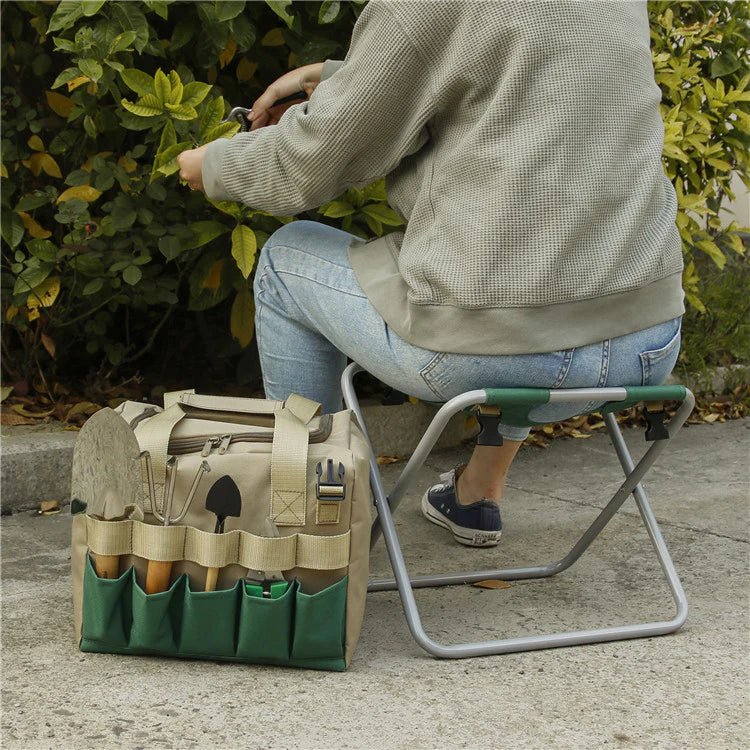 Garden Chair – Lightweight Folding Design for Comfortable Gardening with Tool Bag 2