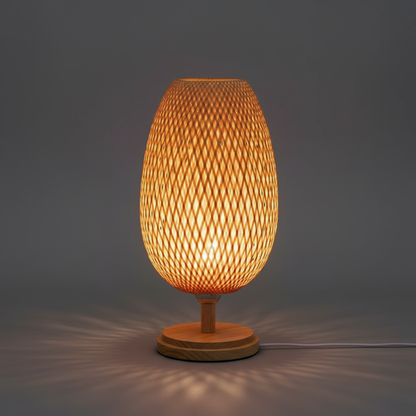 Vintage Bamboo Table Lamp | Rustic Bedside and Desk Lighting