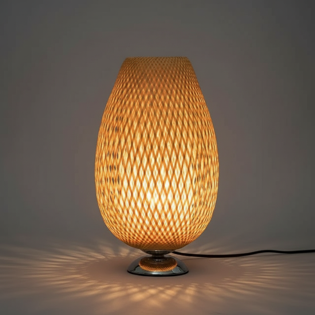 Vintage Bamboo Table Lamp | Rustic Bedside and Desk Lighting