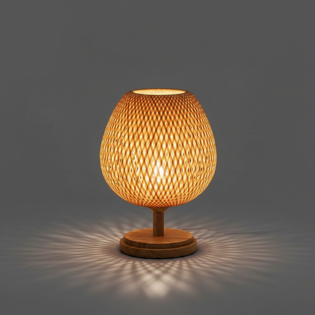 Vintage Bamboo Table Lamp | Rustic Bedside and Desk Lighting