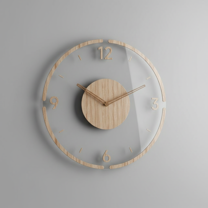 Clocky Silent Wall Clock | Modern Wall Clock Decor 35 cm Natural Wood