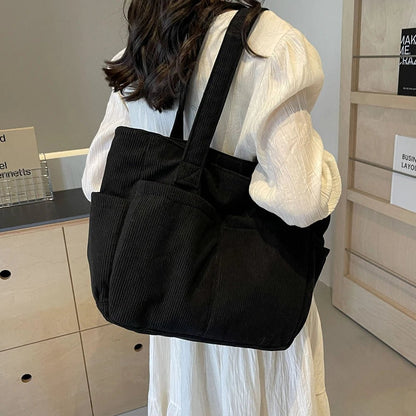 Stylish Corduroy Shoulder Bag or Women’s Everyday Fashion and Functionality
