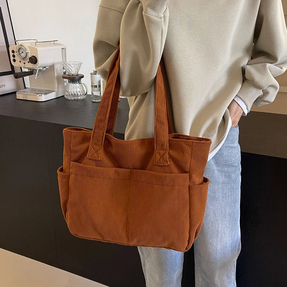 Stylish Corduroy Shoulder Bag or Women’s Everyday Fashion and Functionality