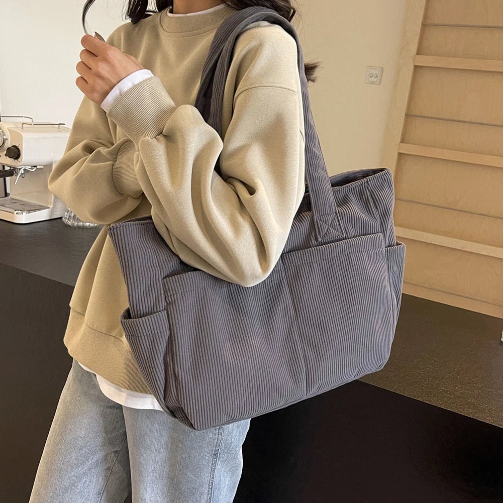 Stylish Corduroy Shoulder Bag or Women’s Everyday Fashion and Functionality