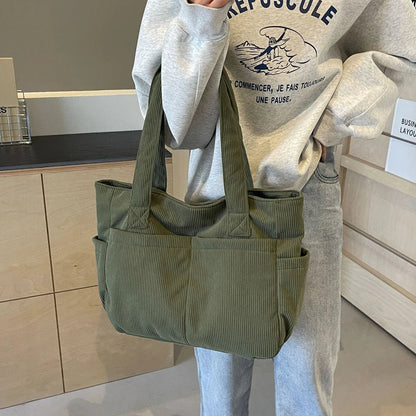 Stylish Corduroy Shoulder Bag or Women’s Everyday Fashion and Functionality