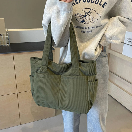 Stylish Corduroy Shoulder Bag or Women’s Everyday Fashion and Functionality