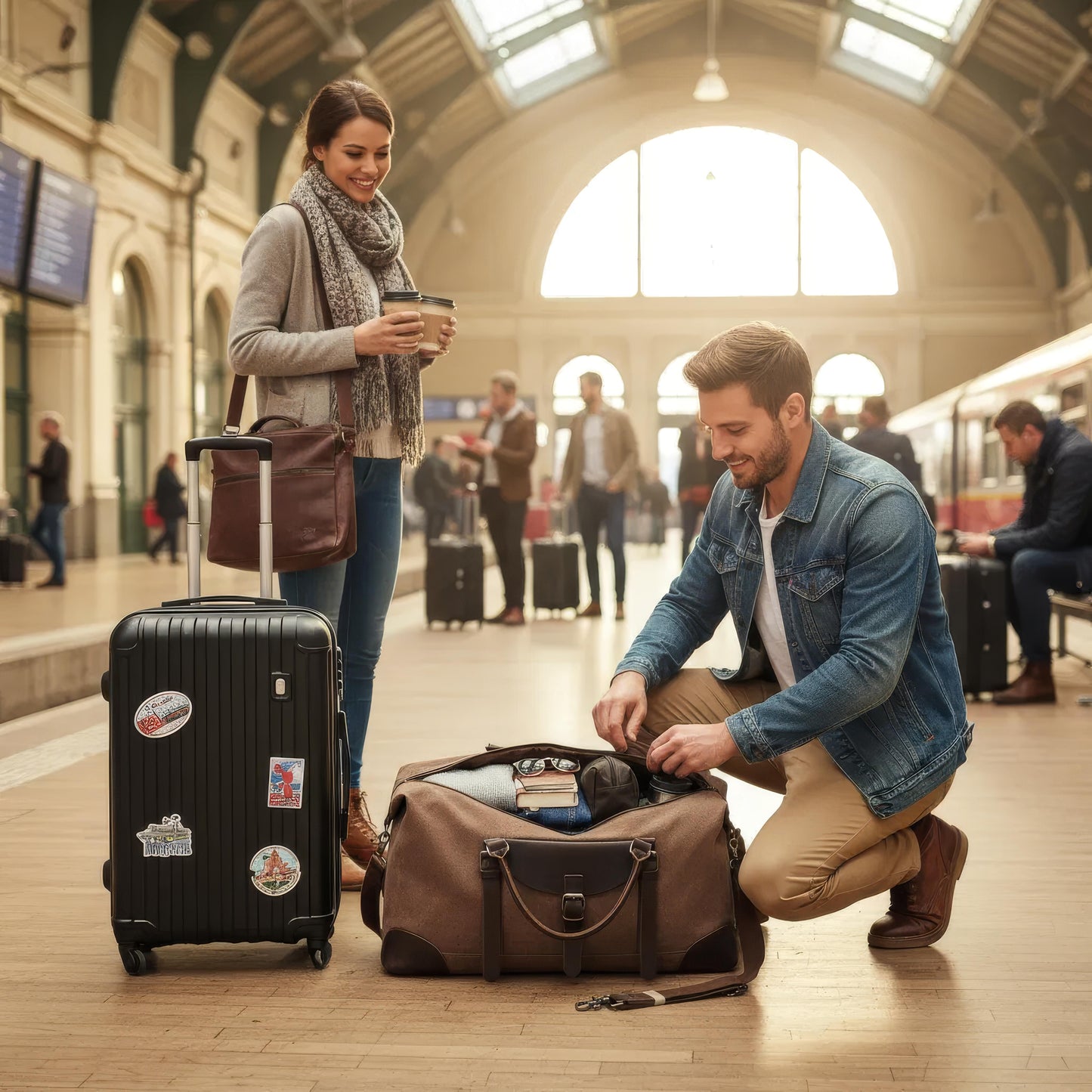 Stylish Men's Duffle Bag – Spacious Canvas Design with Leather Accents for Comfortable Travel