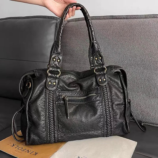 Vintage Style Women's Handbag with Multiple Pockets for Efficient Organization